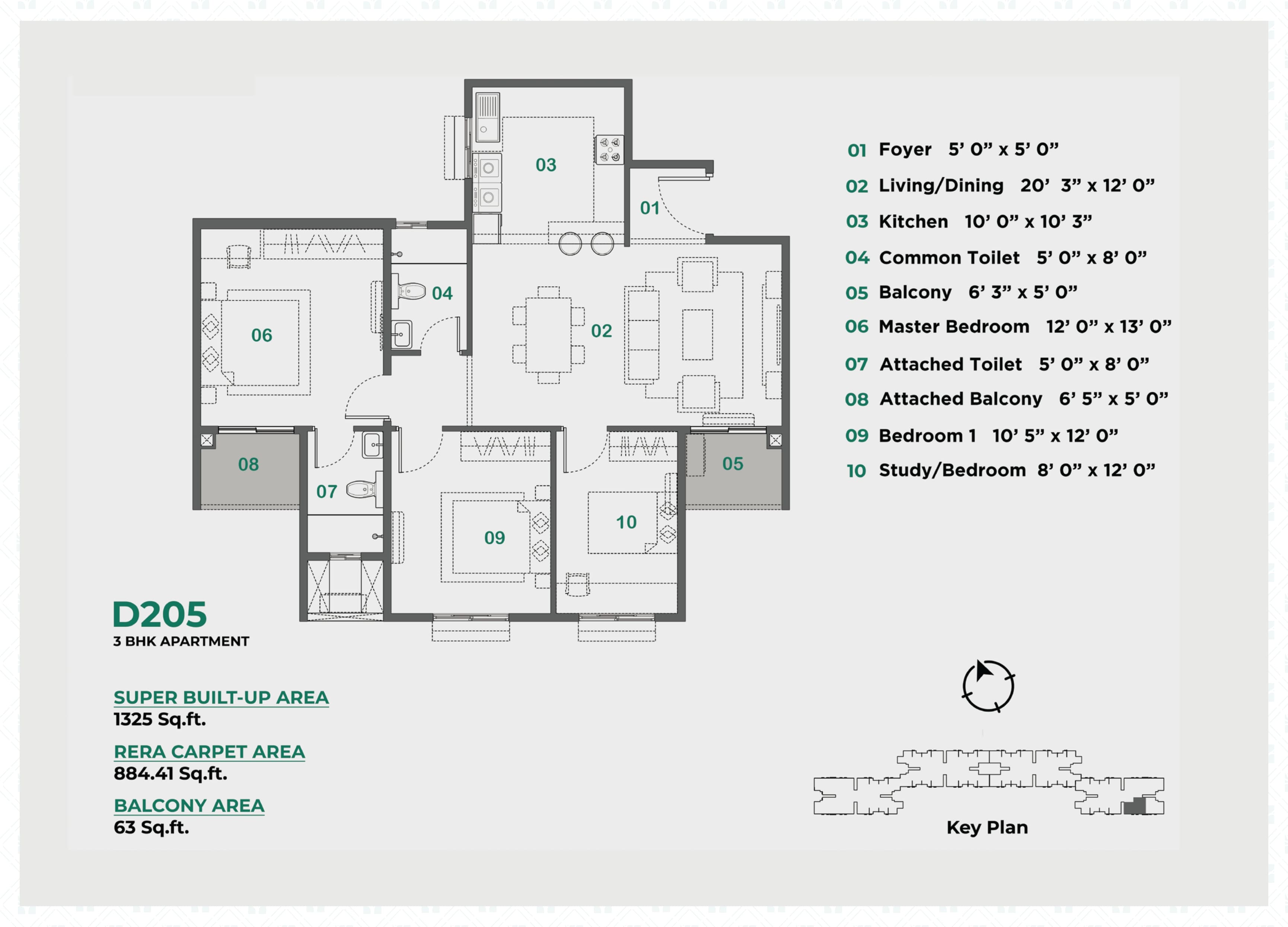 3 BHK Floor Plan