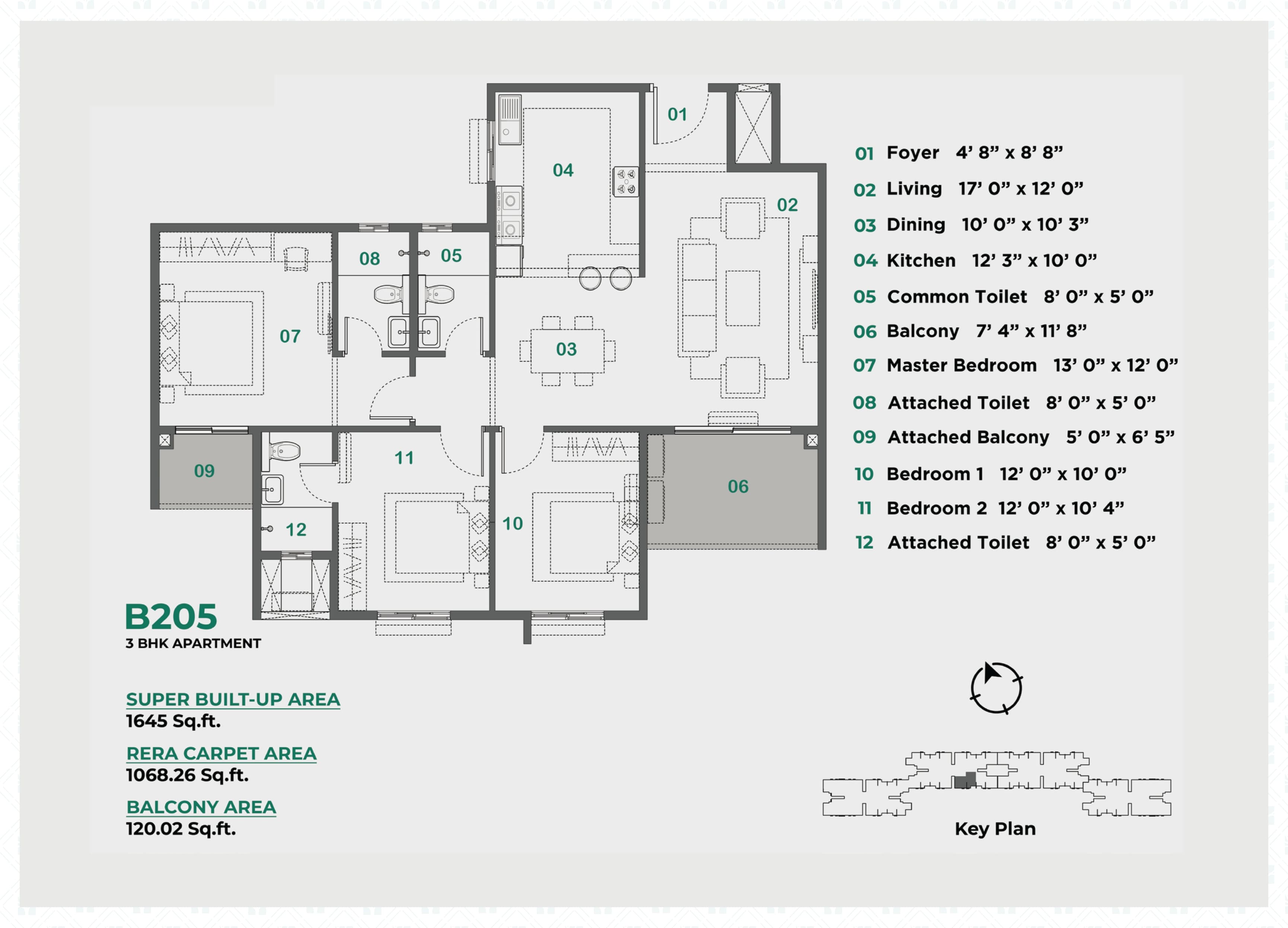 3 BHK Floor Plan